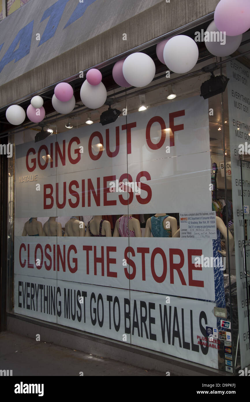 Women's clothing store going out of business and selling all its stock in NYC. Stock Photo