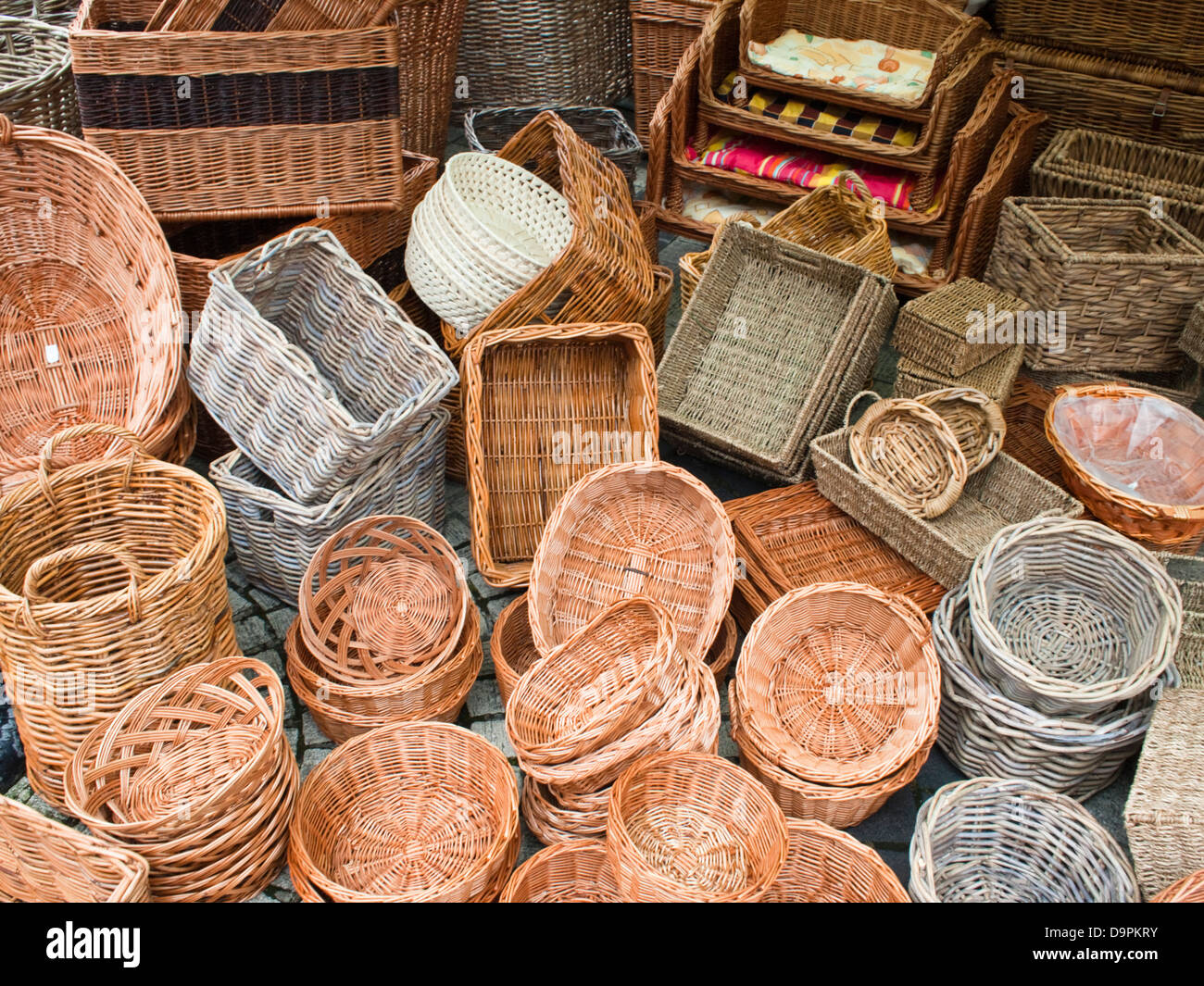 Wicker baskets for sale in Thornbury Gloucestershire Stock Photo Alamy