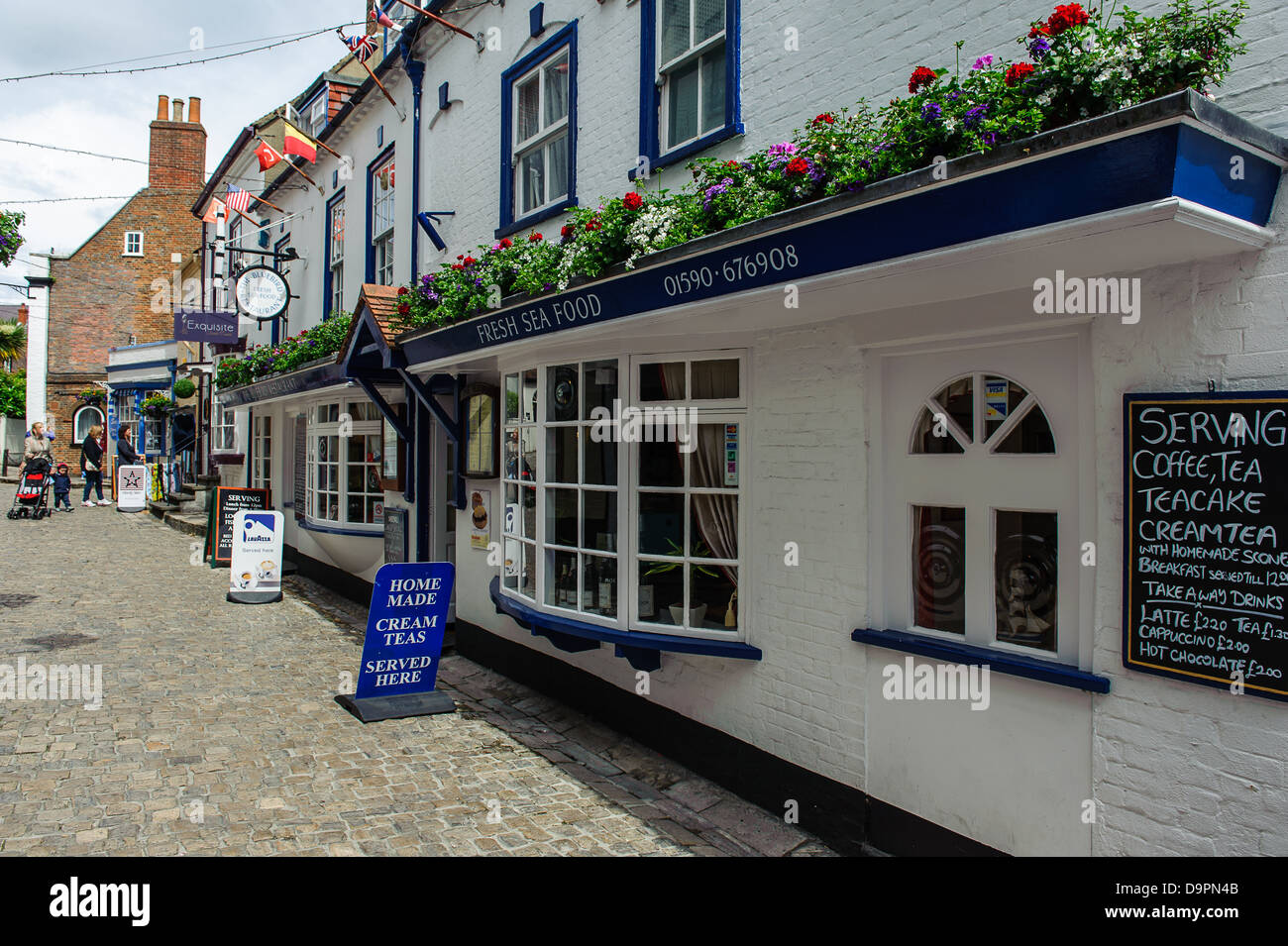Restaurant on Cobble Street in Lymington Hampshire UK Stock Photo Alamy