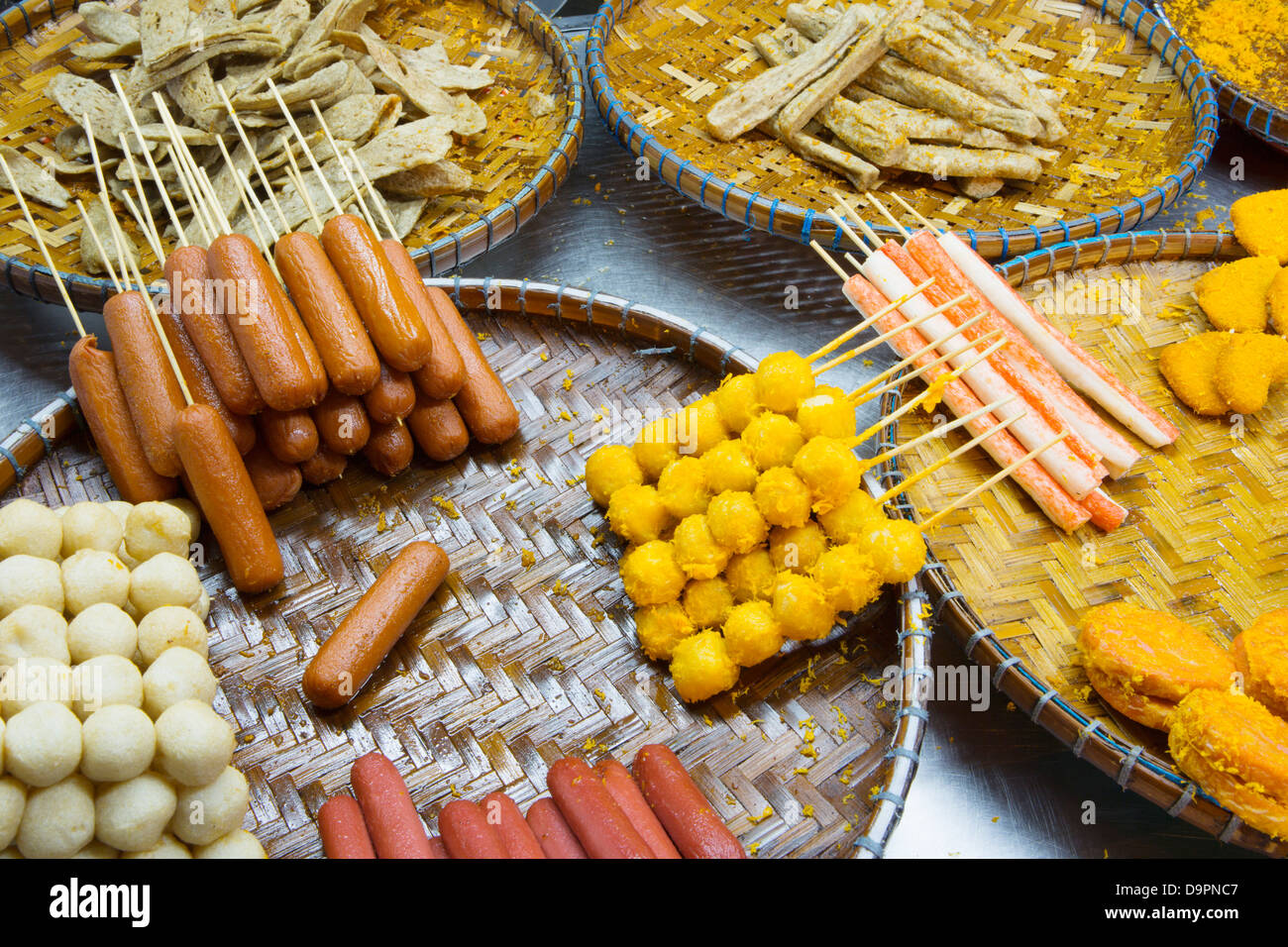 Traditional Malaysian food on sale at the night market, Kota Bharu