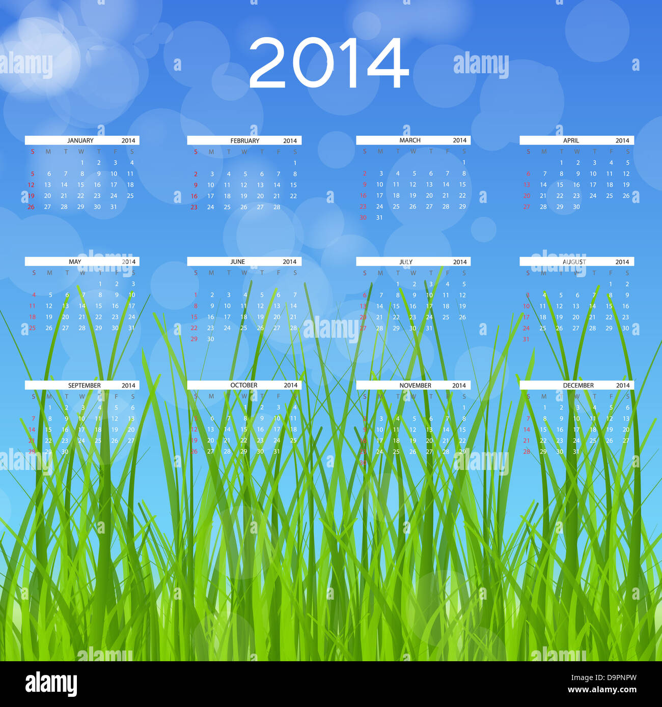 2014 new year calendar vector illustration Stock Photo - Alamy