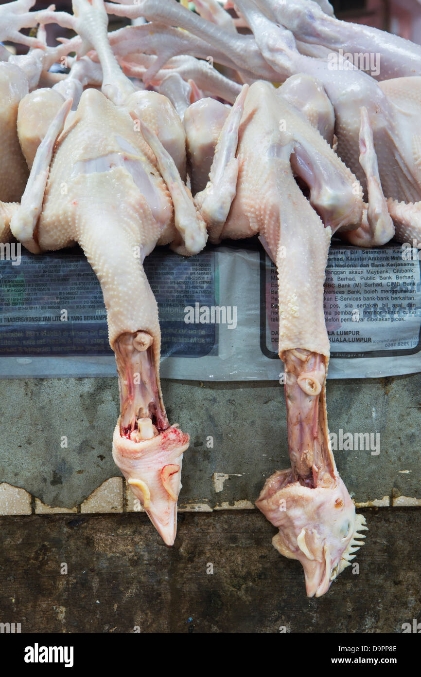 Dead chickens, Central Market, Kota Bharu, Kelantan, Malaysia Stock Photo