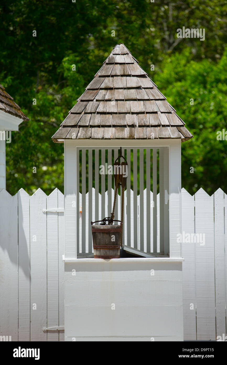 Water well at historic house, Williamsburg, Virginia, USA Stock Photo