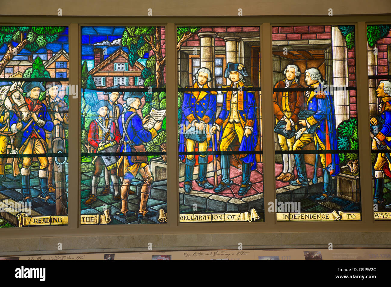 Stained Glass mural of George Washington at Mt. Vernon visitor center, Virginia,  USA Stock Photo