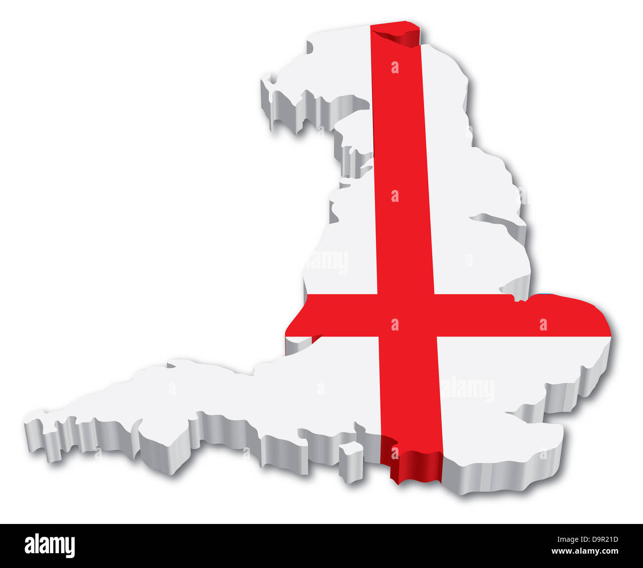 3D England map with flag illustration on white background Stock Photo