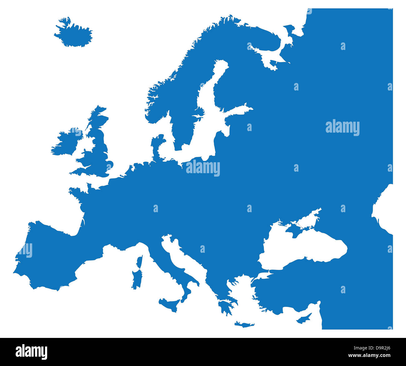 Blue Map of the European Countries Stock Photo