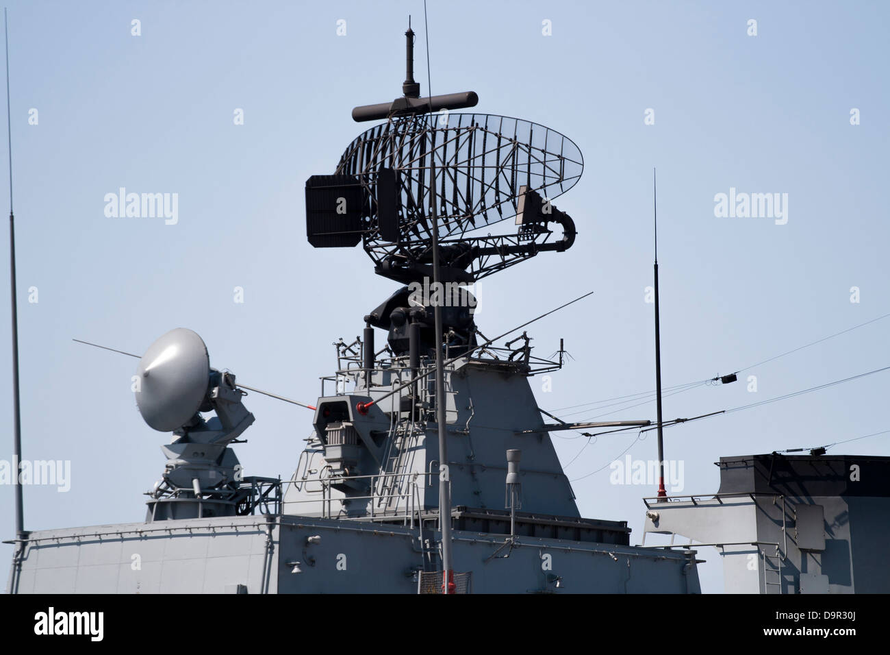 Radar of modern military ship Stock Photo Alamy