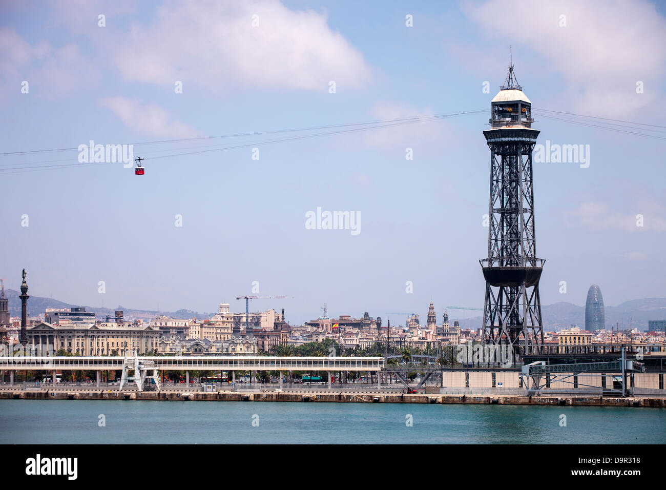 Montjuic Cable Car tower, Barcelona port, Spain Stock Photo - Alamy
