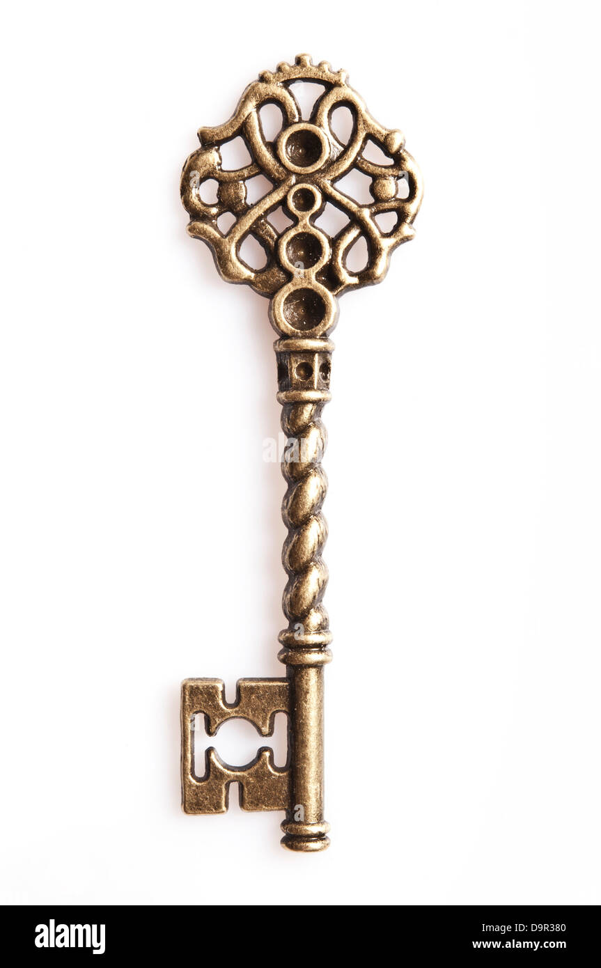 antique golden ornate skeleton key Stock Photo