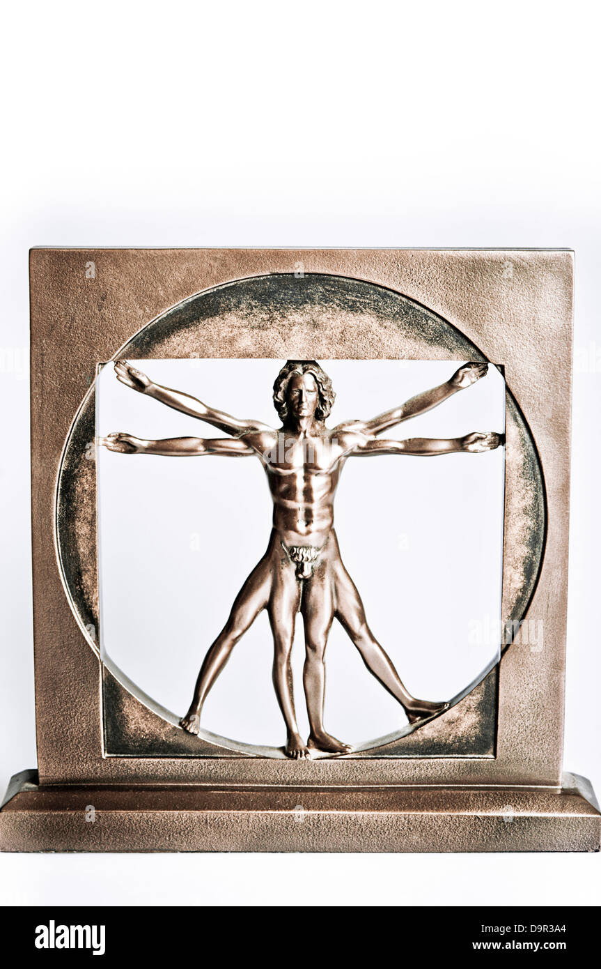 Vitruvian man sculpture Stock Photo