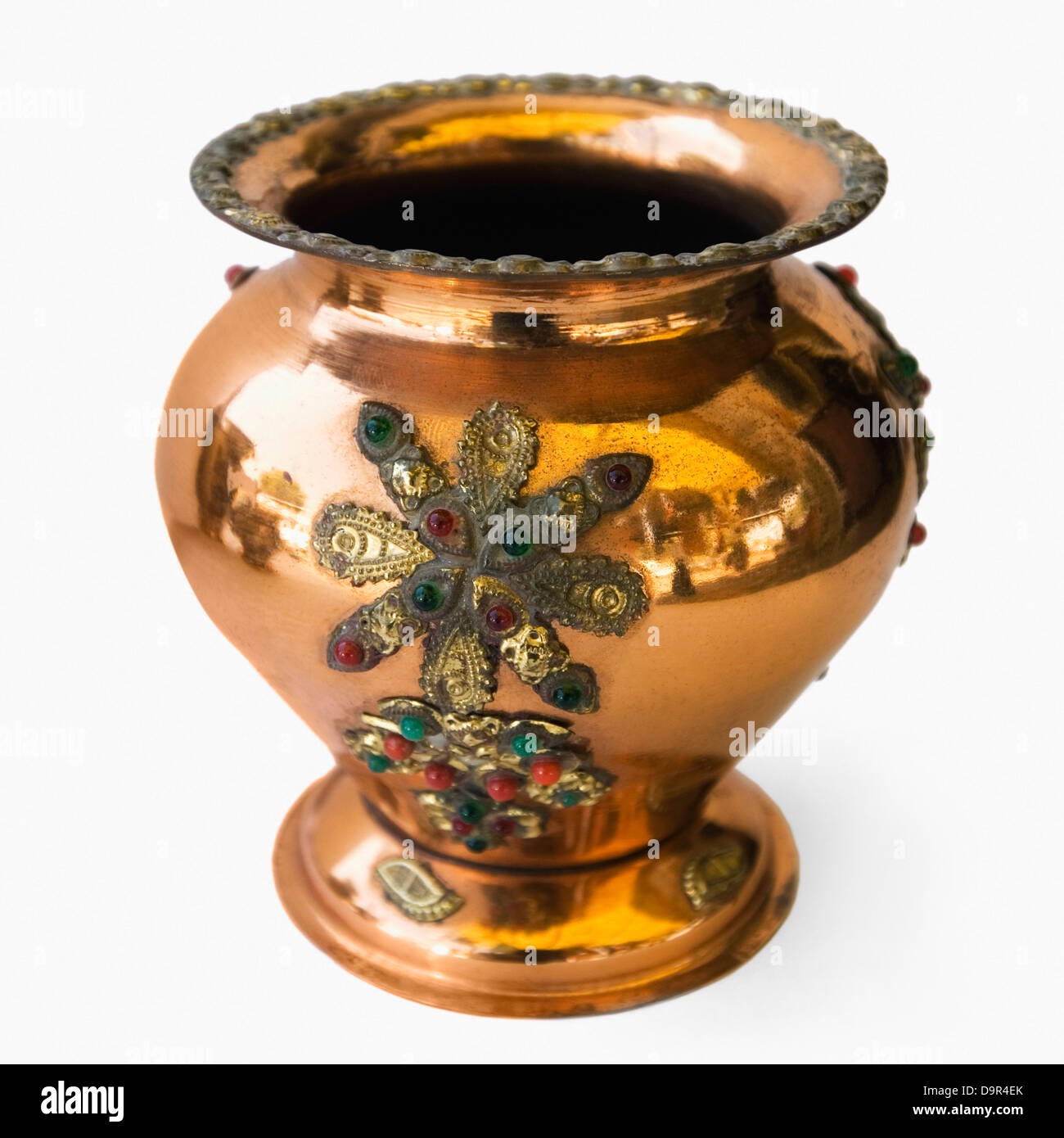 Close-up of an antique decorative metal pot Stock Photo