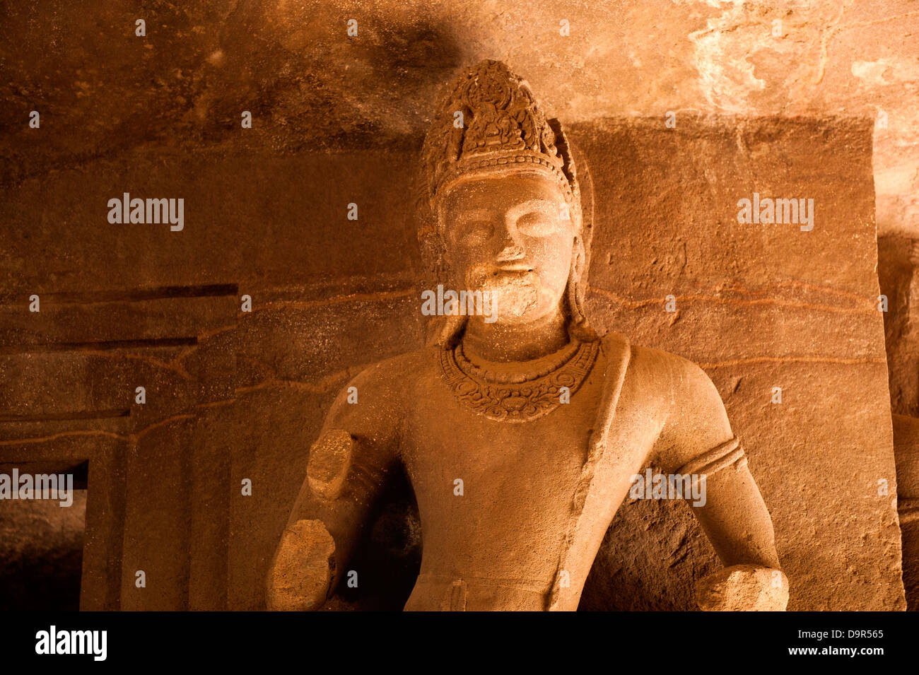 Statue at Elephanta Caves, Maharashtra, India Stock Photo