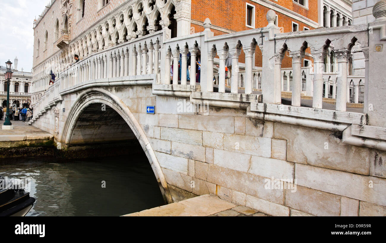 Footbridge over a canal, Venice, Veneto, Italy Stock Photo