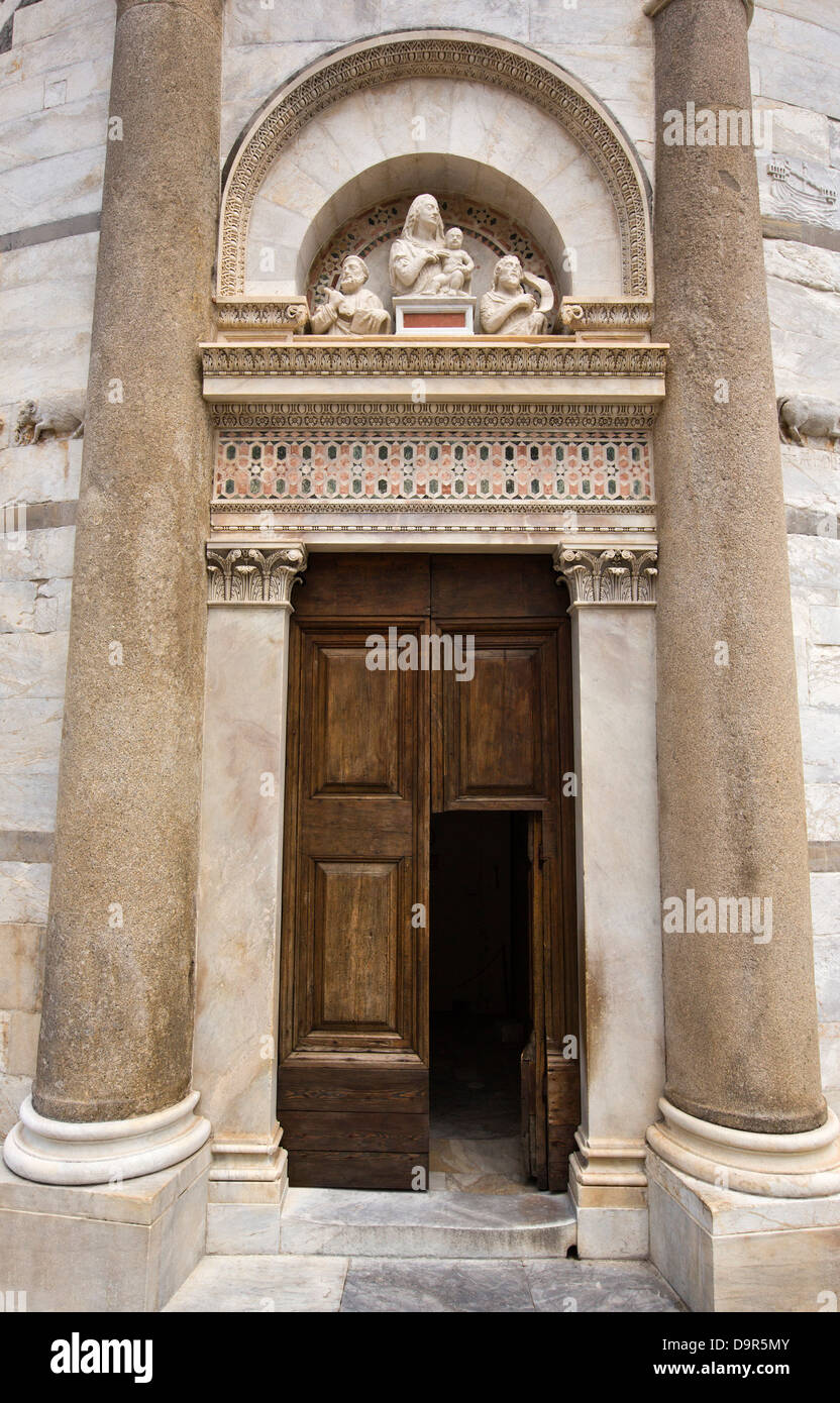 Facade of a cathedral, Pisa Cathedral, Piazza Dei Miracoli, Pisa, Tuscany, Italy Stock Photo