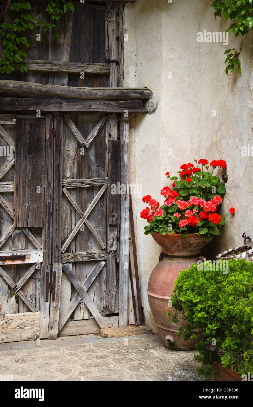 Potted plants outside a building, Ravello, Amalfi Coast, Salerno, Campania, Italy Stock Photo