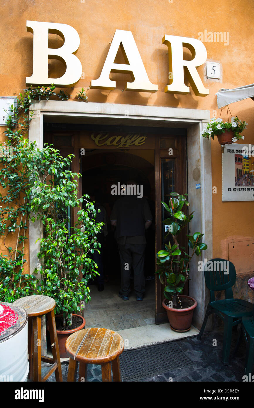 Entrance of a bar, Trastevere, Rome, Rome Province, Italy Stock Photo