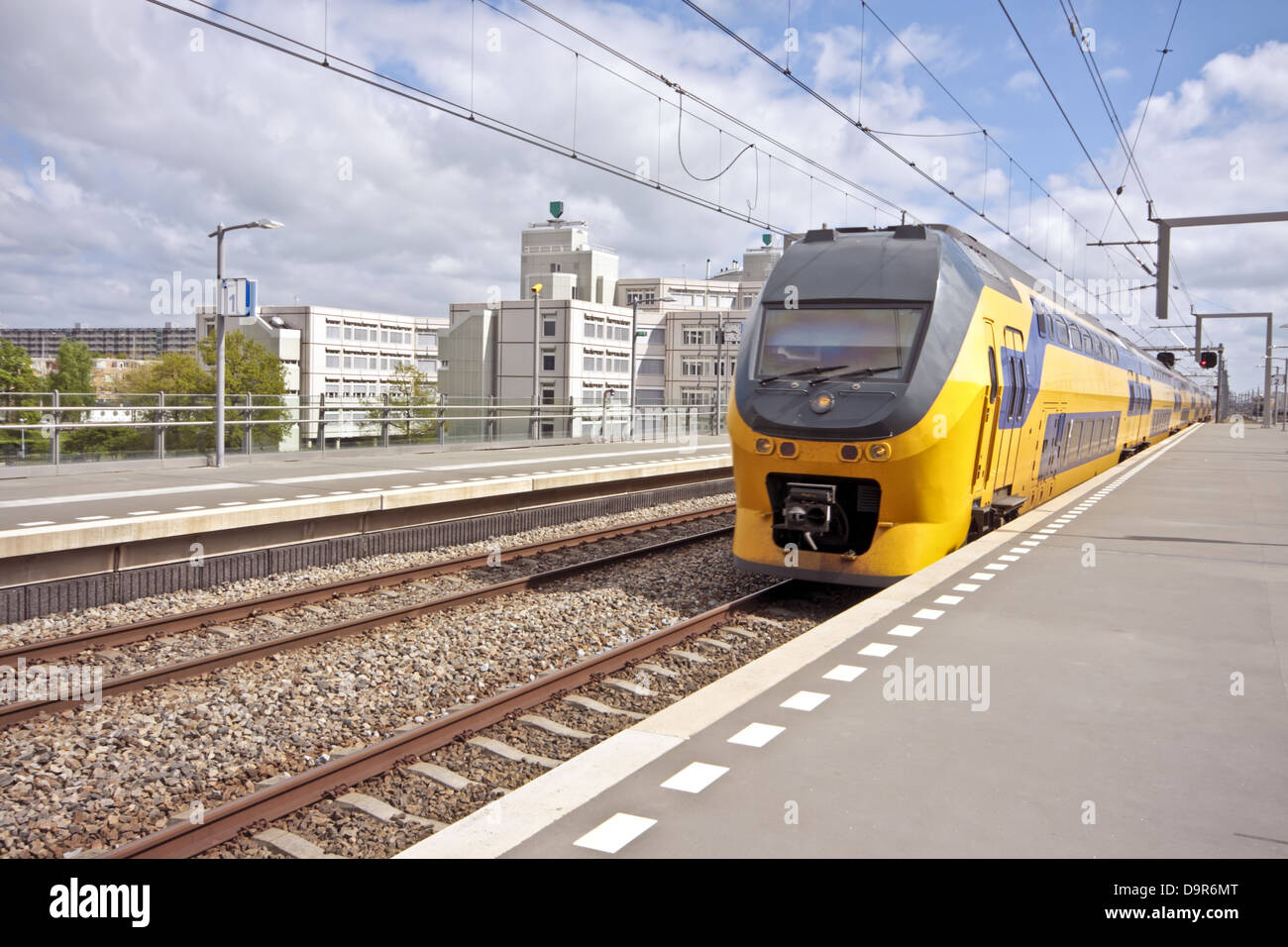 Train arriving on Bijlmer station in Amsterdam the Netherlands Stock Photo