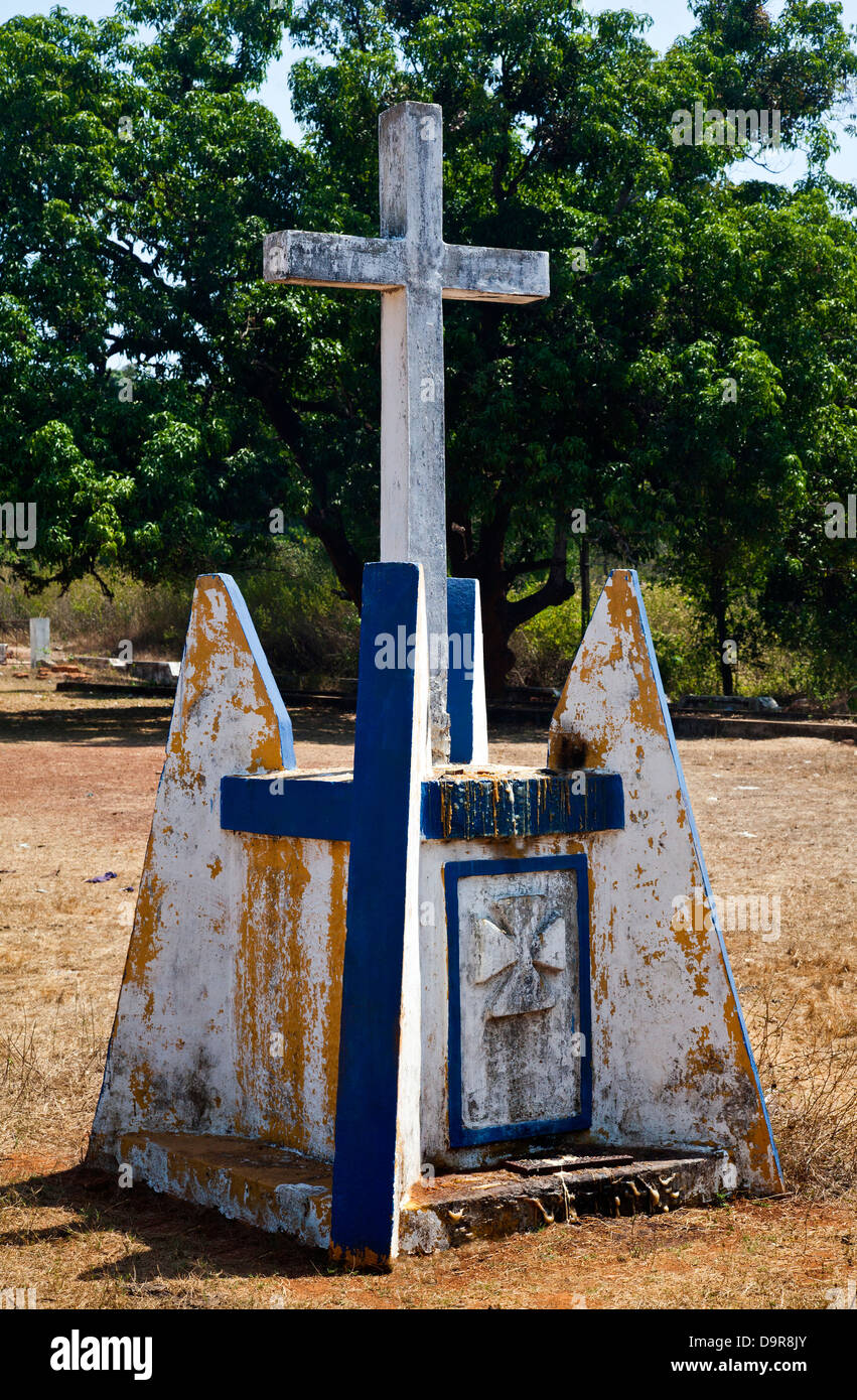 Tombstone in a cemetery, Goa, India Stock Photo