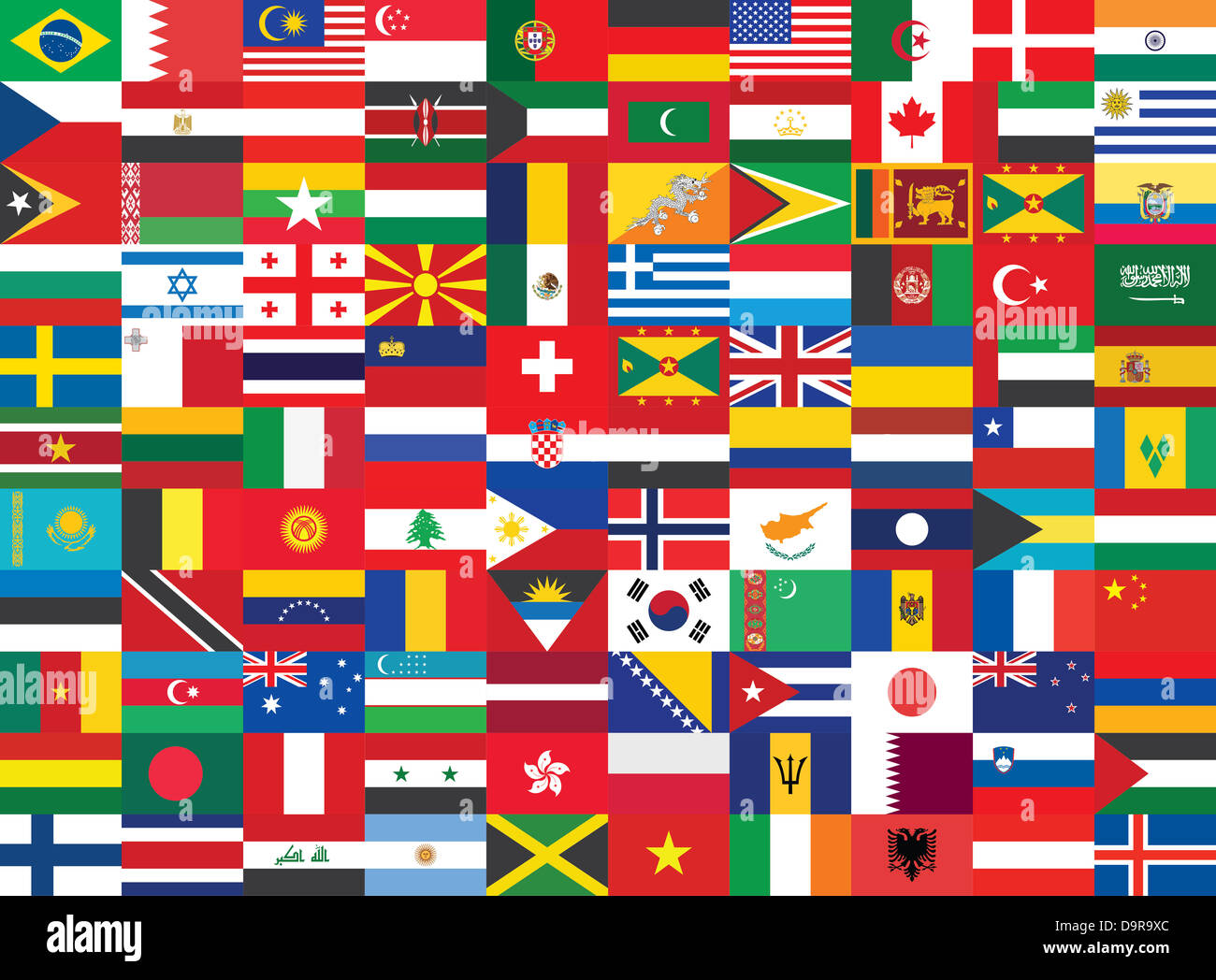 seamless background with some of world flags Stock Photo
