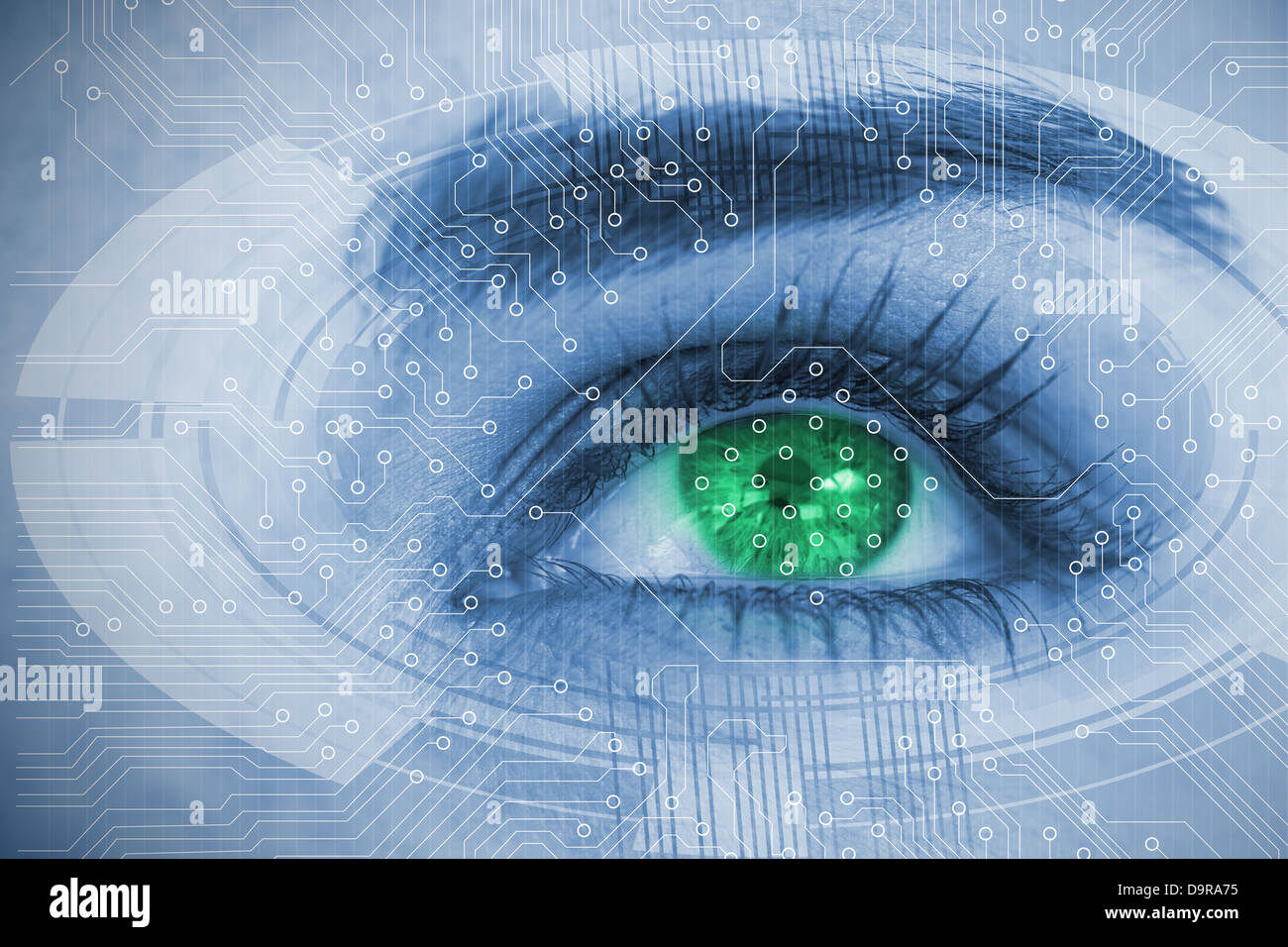 Close up of woman eye over futuristic interface Stock Photo - Alamy