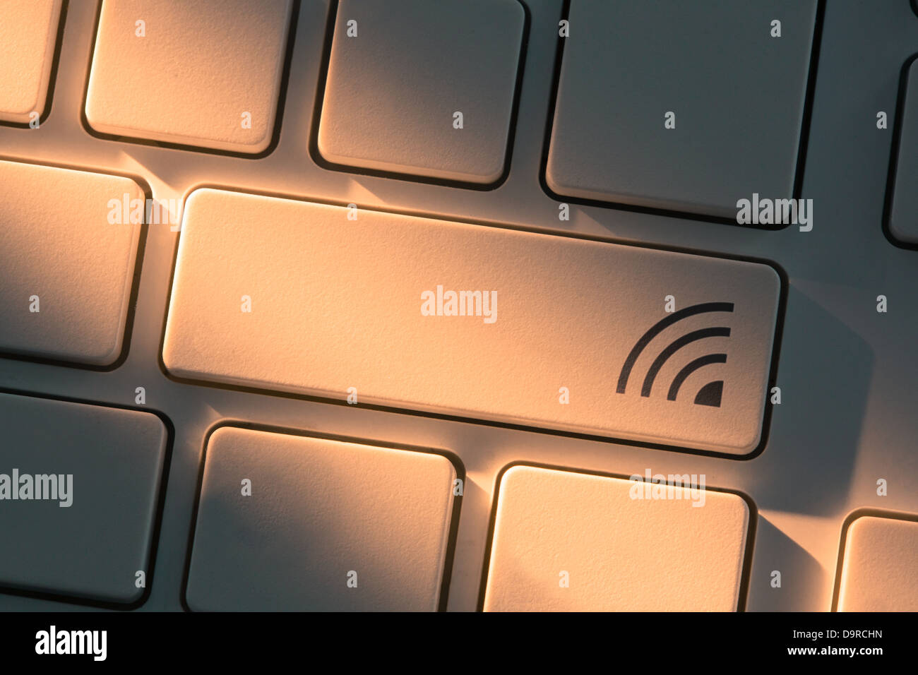 Keyboard with close up on wifi button Stock Photo - Alamy