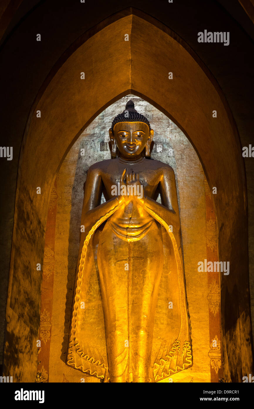 Golden Buddha, Ananda Temple, Bagan, Myanmar (Burma) Stock Photo