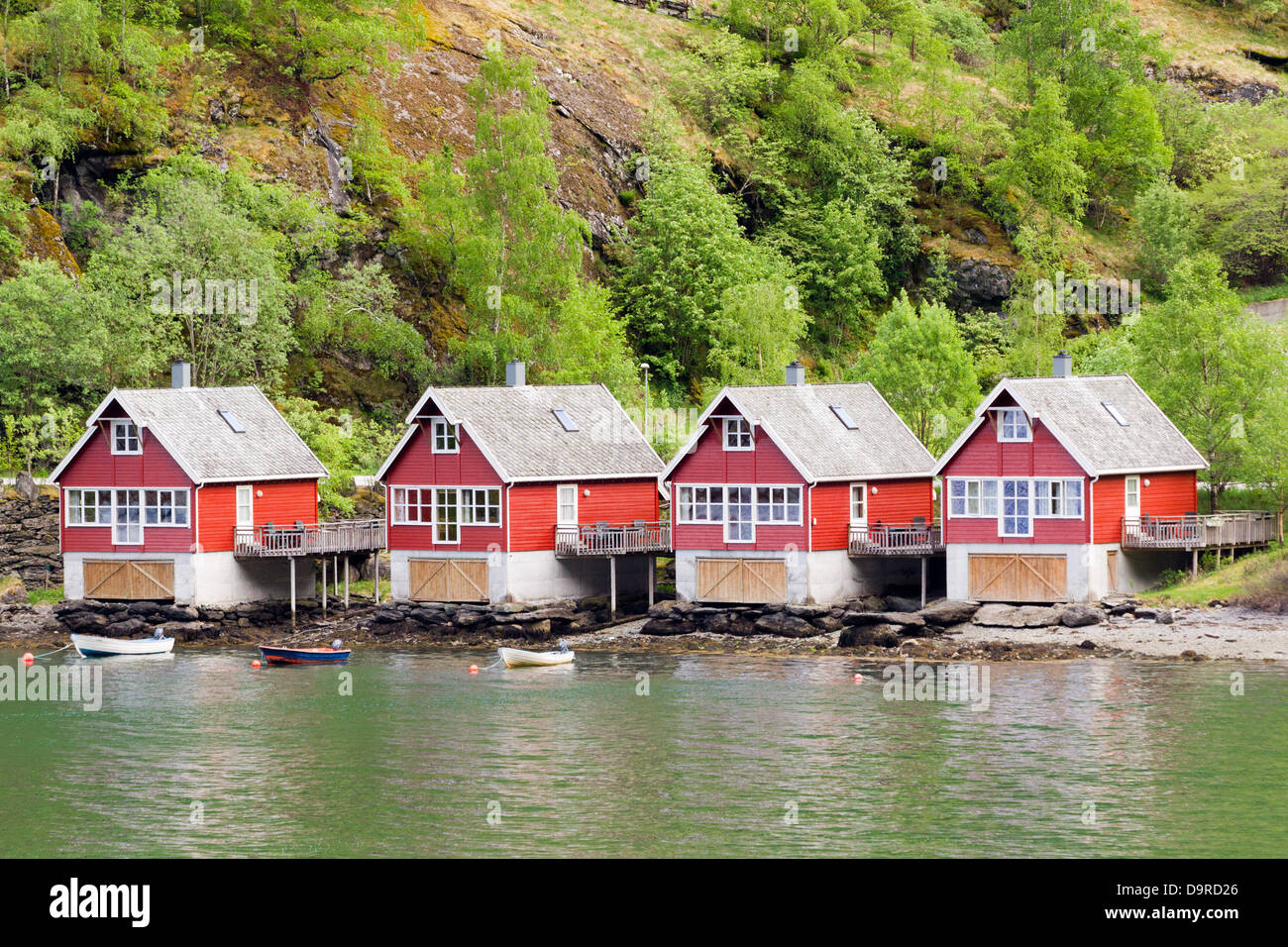 Small houses by sea in fjord in Norway Stock Photo - Alamy