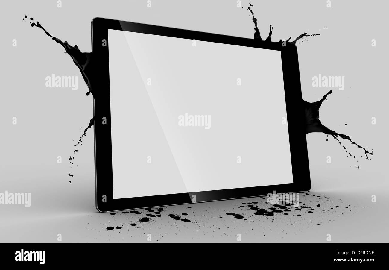 Tablet computer with white screen Stock Photo