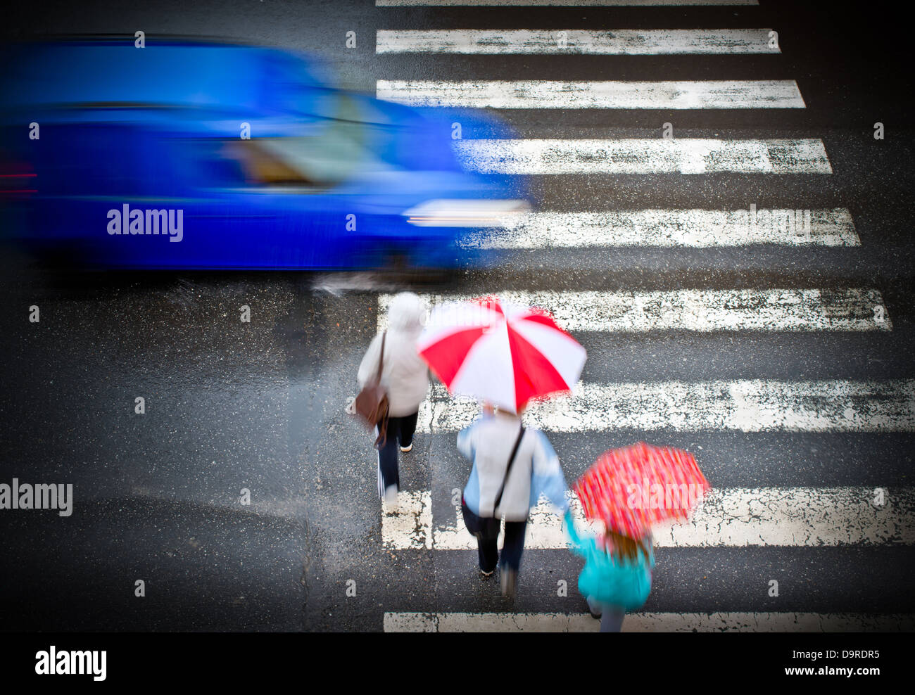 pedestrian crossing with car Stock Photo - Alamy