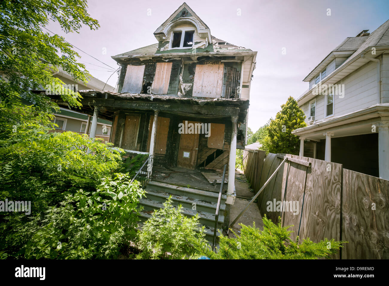 Dilapidated home in the Flatlands neighborhood of Brooklyn in New York