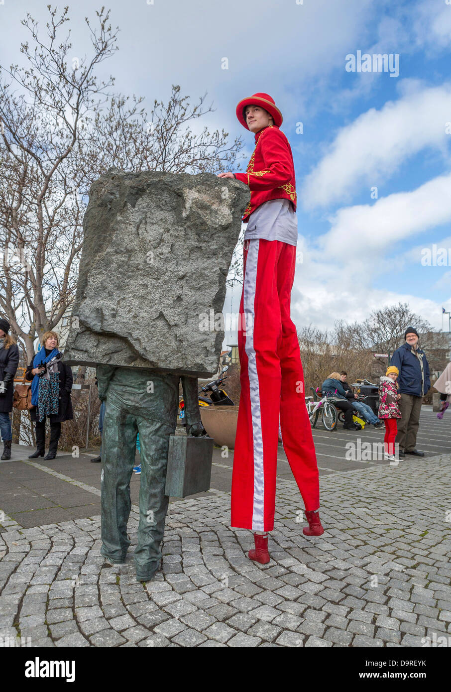 Walking on Stilts, Children's Cultural Festival, Reykjavik, Iceland. Stock Photo