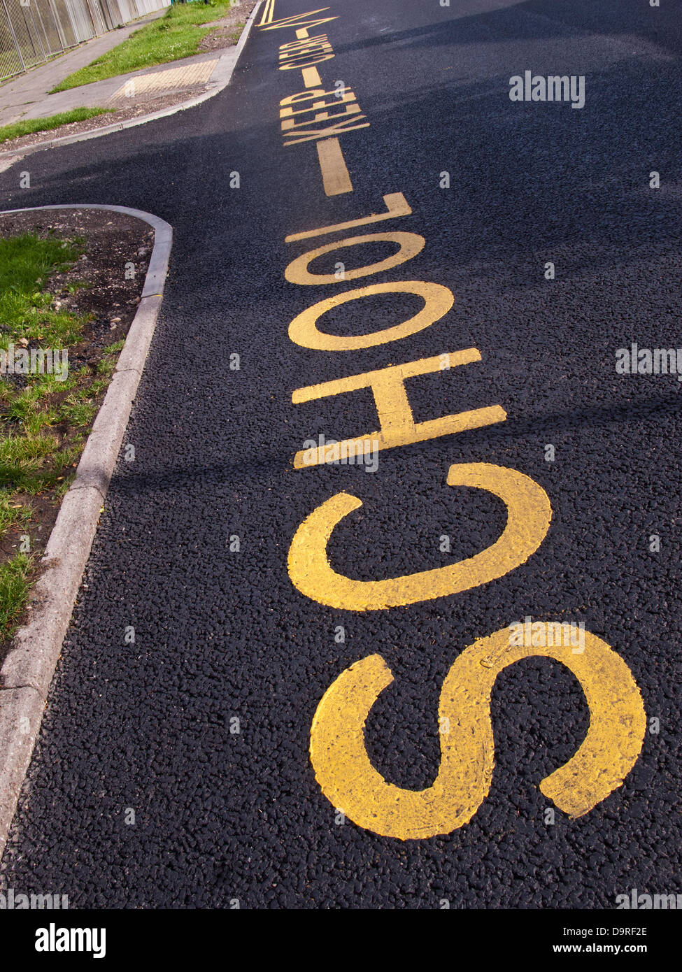 School Keep Clear painted on road Stock Photo Alamy