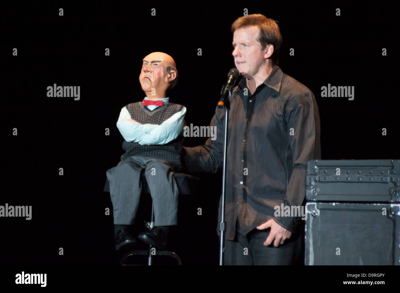 LINCOLN, CA – June 21: Jeff Dunham performs with Walter at Thunder Valley Casino Resort in Lincoln, California on June 24, 2013 Stock Photo