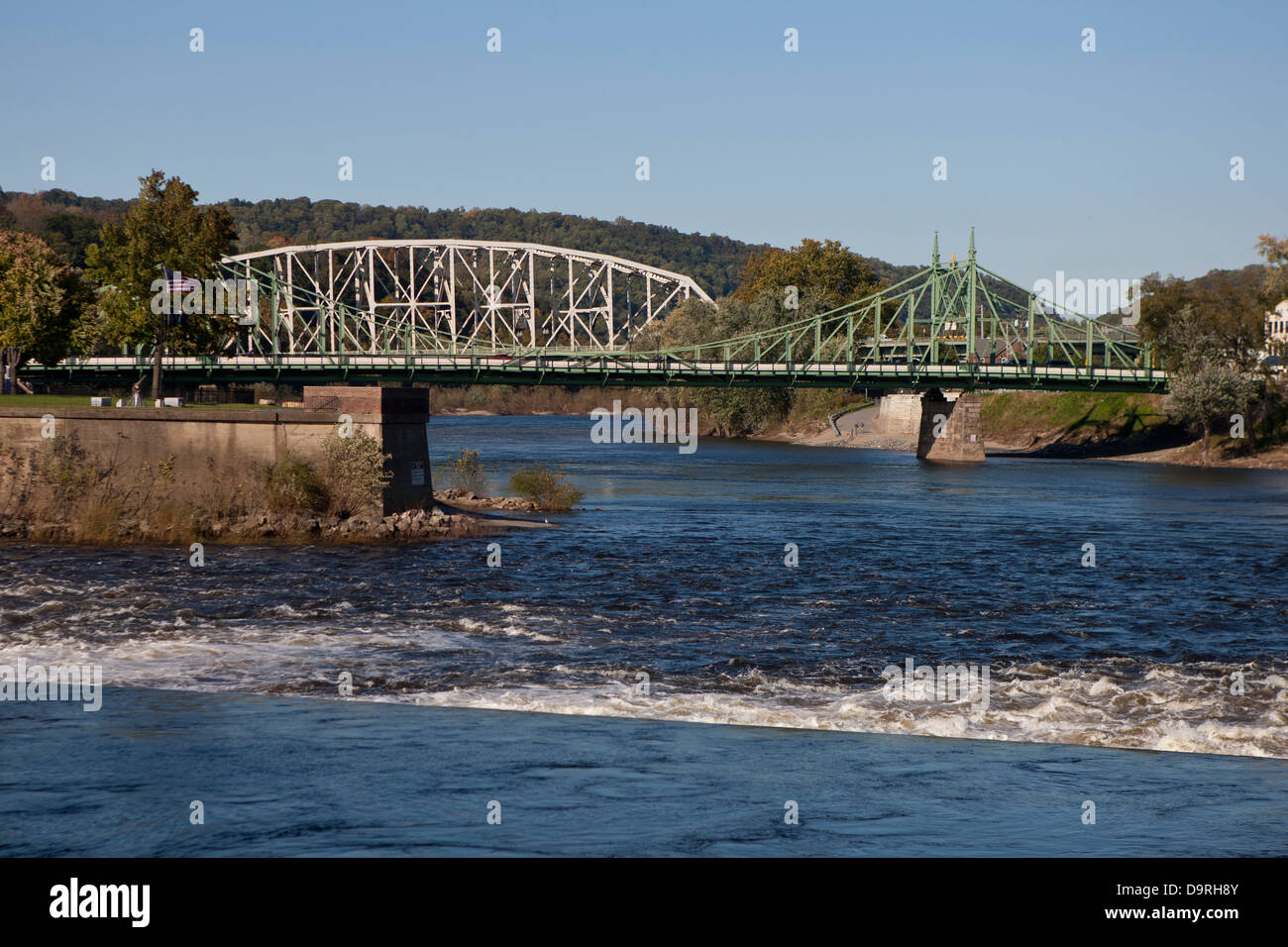 Northampton Street Bridge crossing the Delaware River, Easton, Pennsylvania, United States of America Stock Photo