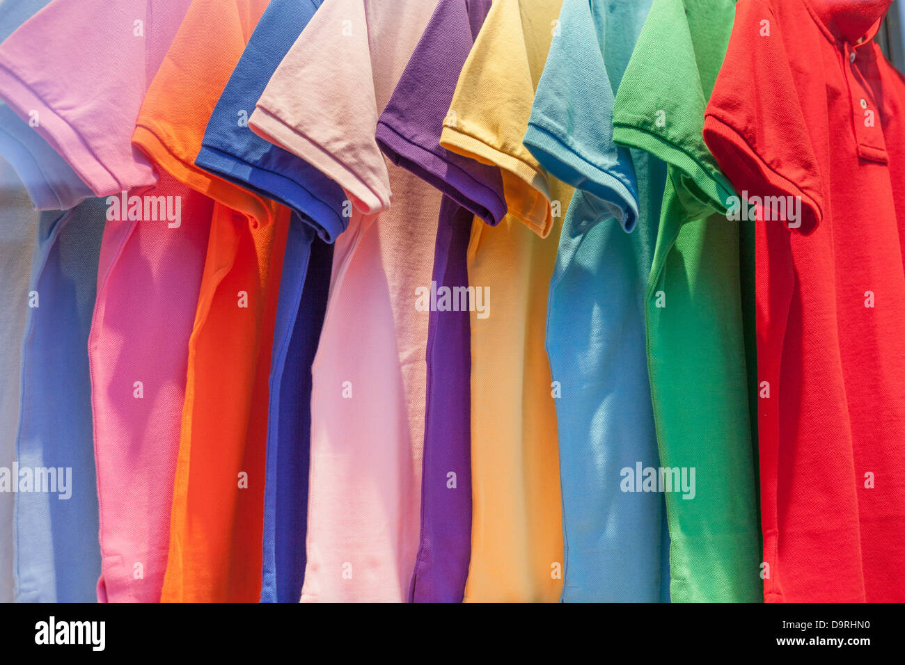 Colourful t-shirts Stock Photo
