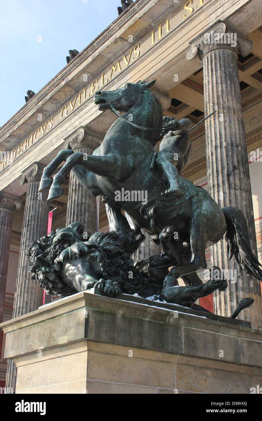 Germany Berlin Altes Museum statue at the front entrance, by