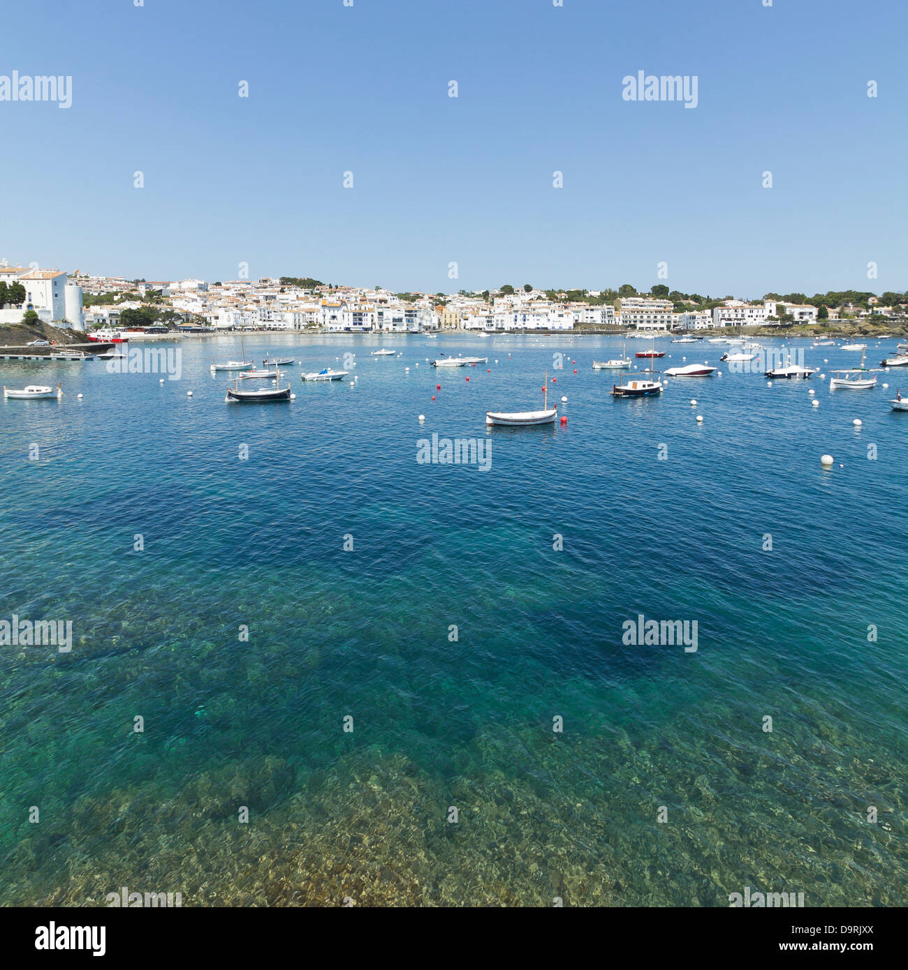 View of a typical whitewashed village of. Spanish Mediterranean