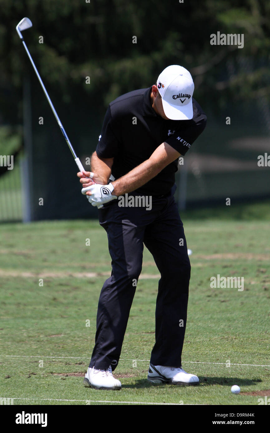 June 25, 2013 - Bethesda, Maryland, United States - June 25, 2013: Gary Woodland in action during the AT&T National Practice Round at Congressional Country Club, in Bethesda, Maryland. Daniel Kucin Jr./CSM Stock Photo