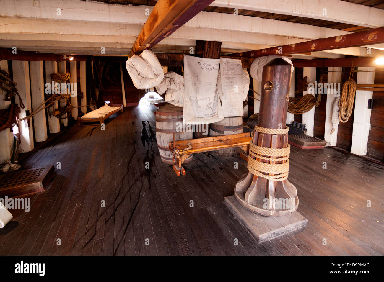 A replica of the Santa Maria ship, sailed by Columbus, in harbor at