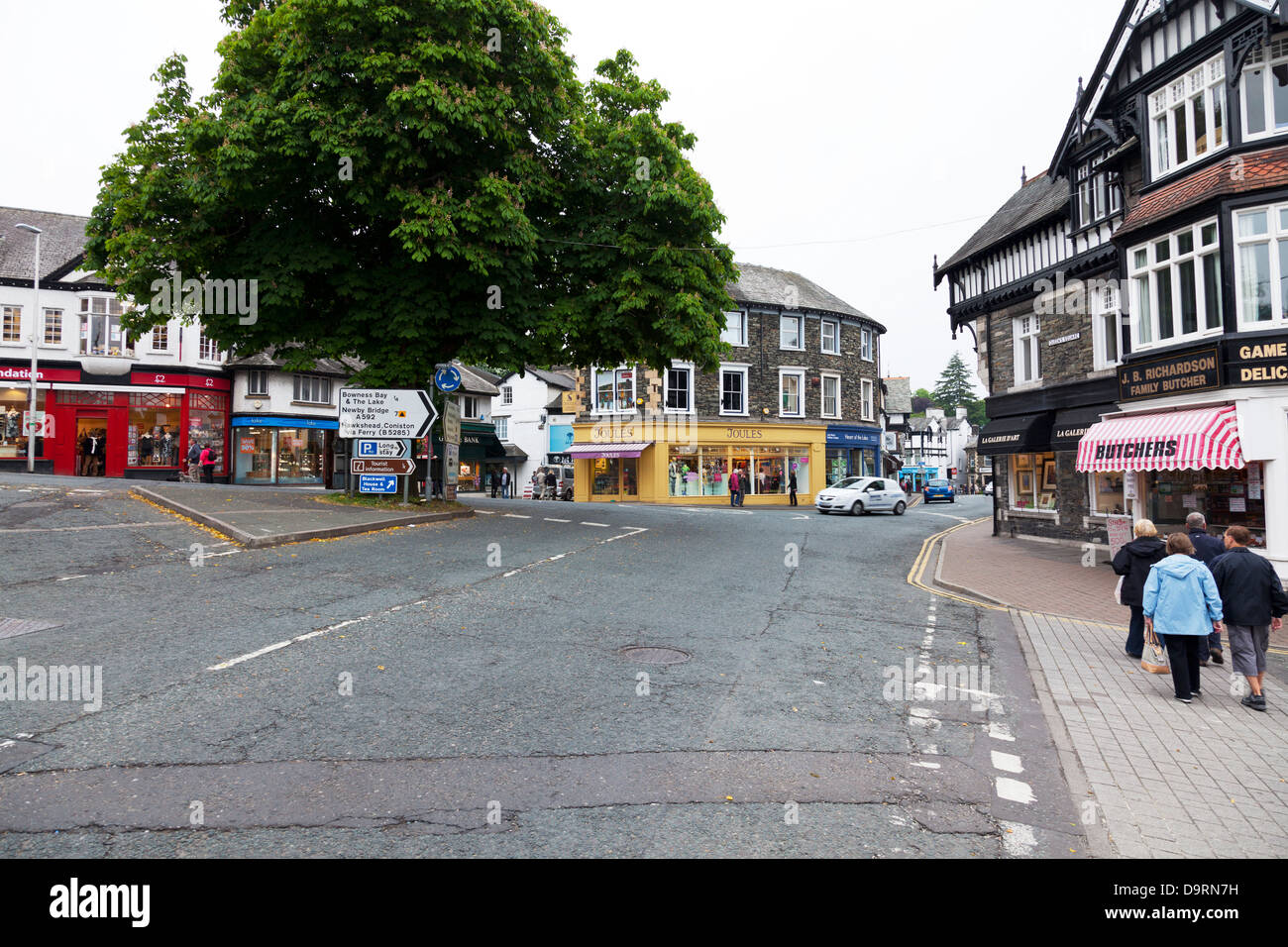 Windermere shops shopping centre Cumbria, Lake District national park, UK, England Stock Photo