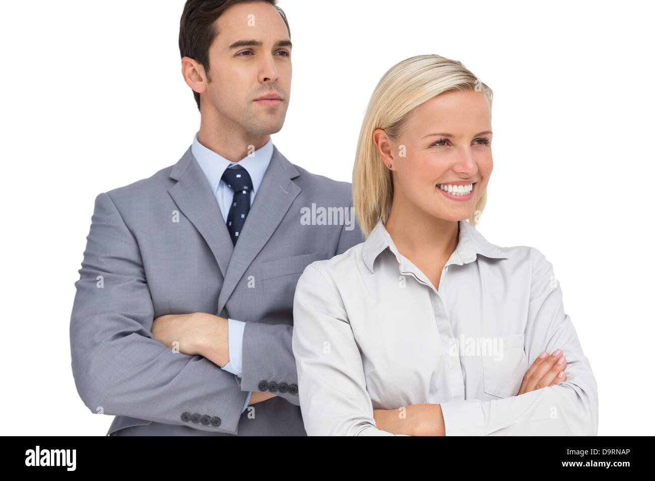 Colleagues looking at the same way Stock Photo