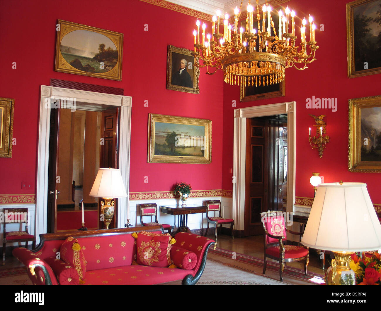The Red Room, The White House, Washington, District of Columbia, United States of America Stock Photo