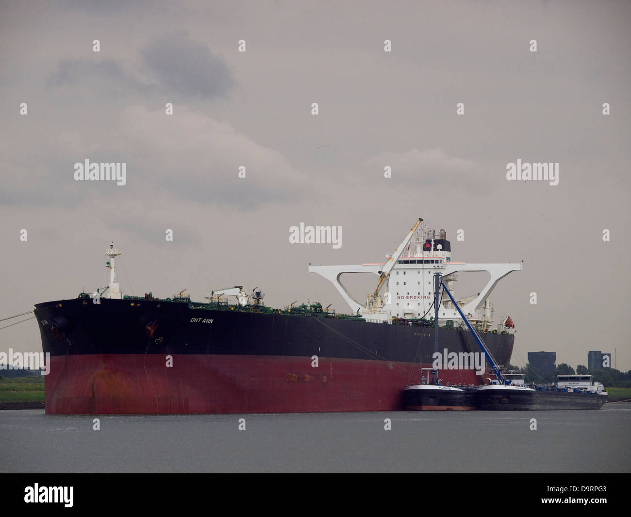 very large empty oil tanker carrier ship in the port of Rotterdam, the