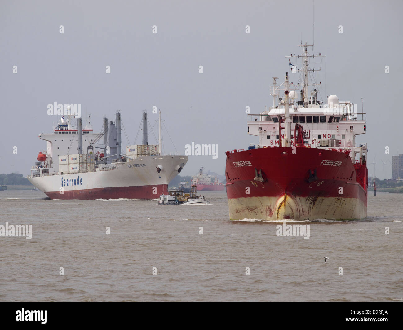 various ships in the port of Rotterdam, the Netherlands Stock Photo