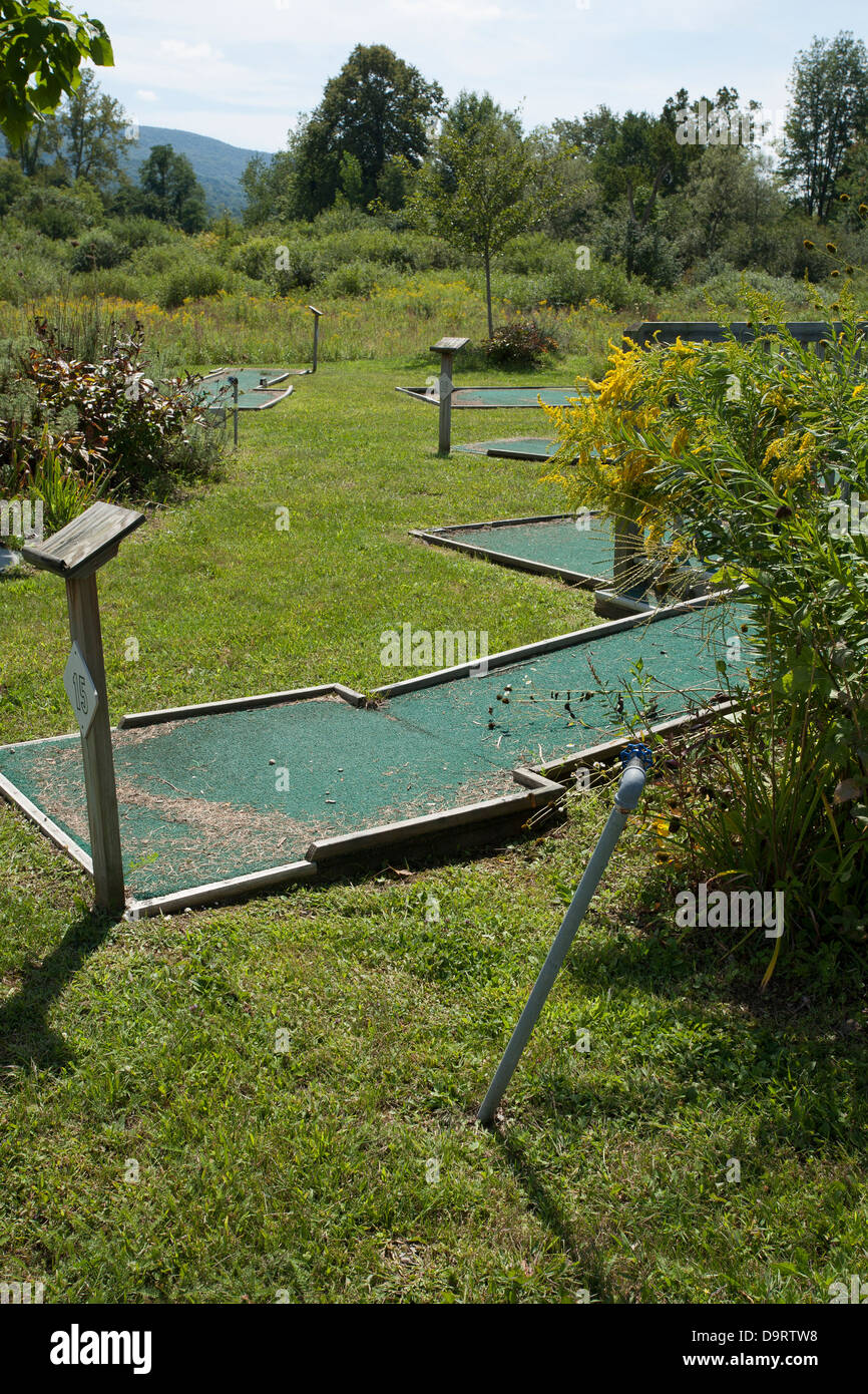 An abandoned miniature golf course in a small town in upstate New York. Stock Photo