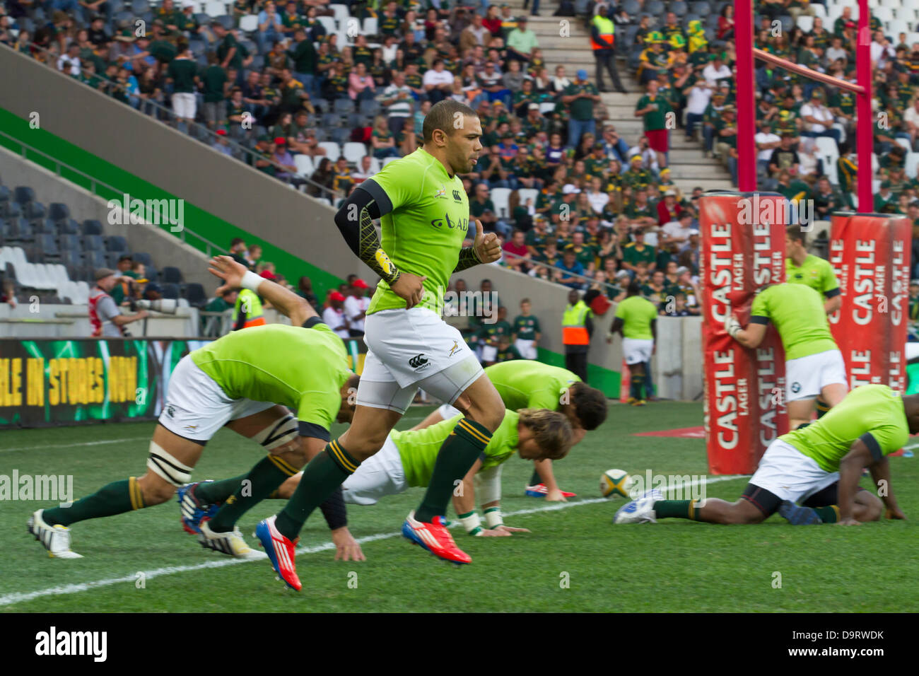 Rugby Springbok Bryan Habana during warm-ups before the rugby test against Scotland at Mbombela stadium Stock Photo