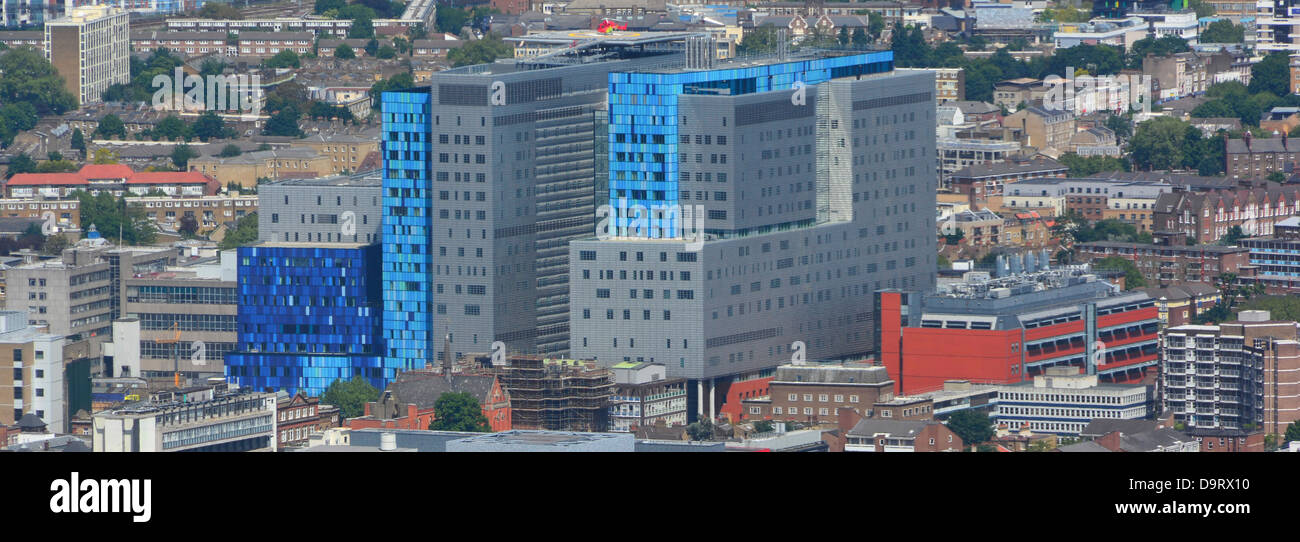 Royal London hospital complex aerial view of new NHS facility built in the heart of the East End if London Stock Photo