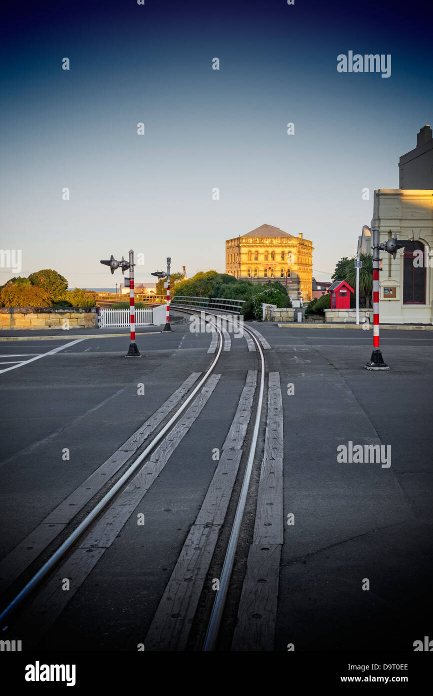 Railway Line Level Crossing a view along a rail track toward a level