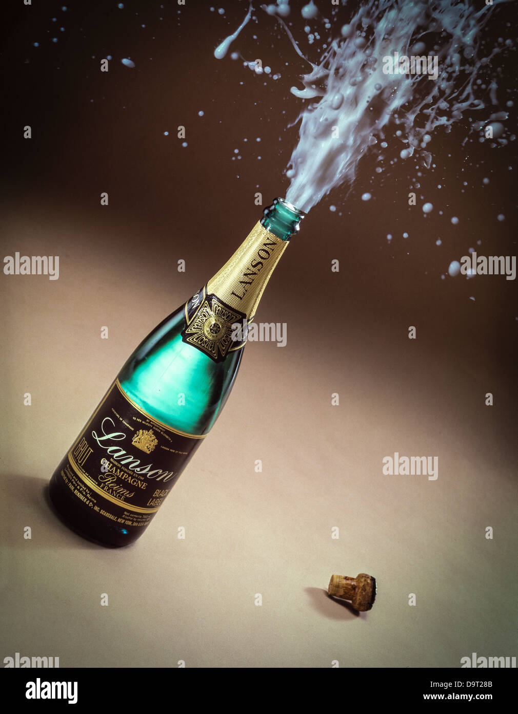 Champagne bottle explosion Stock Photo Alamy
