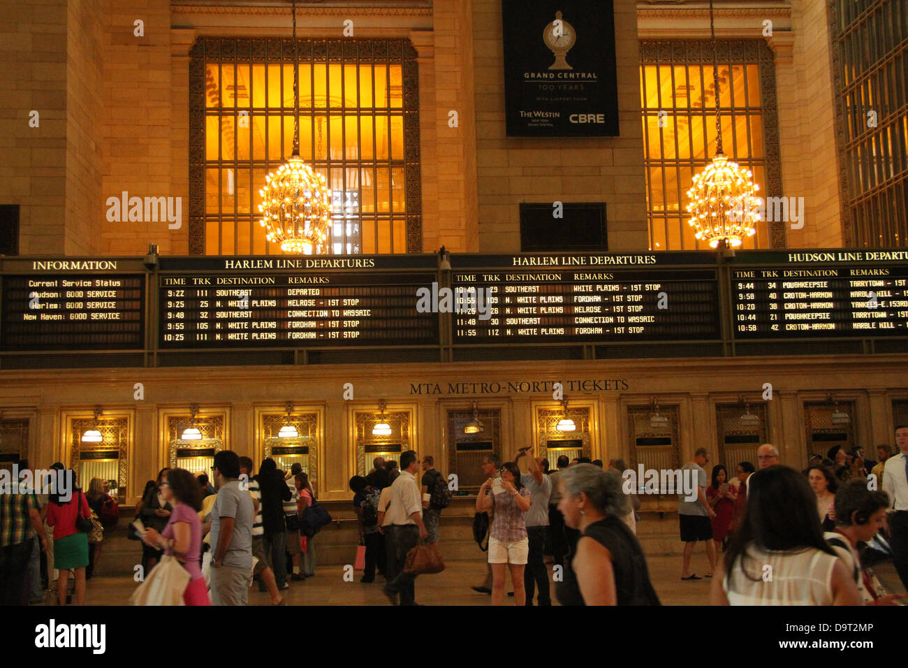 New York, USA. June 24 2013. Harlem line train schedule display at